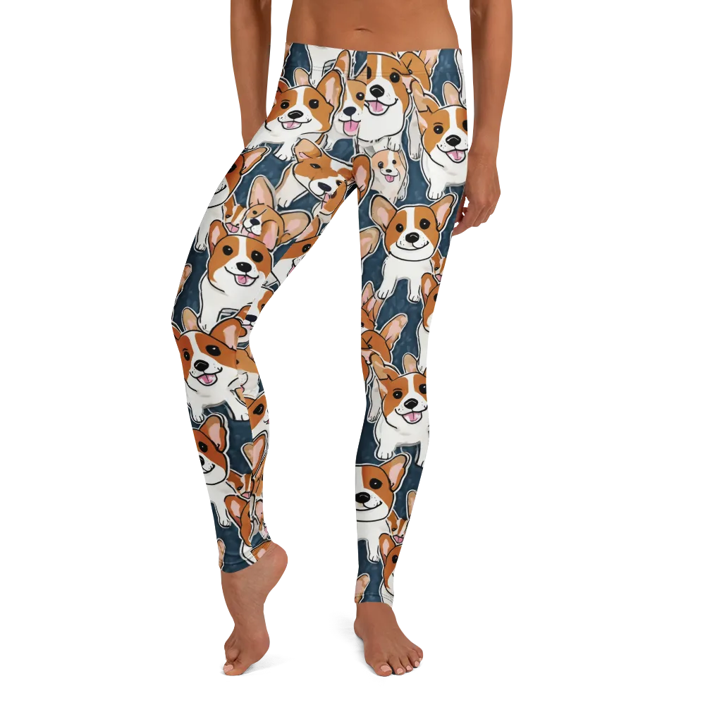 Corgi Commotion on Leggings — Front