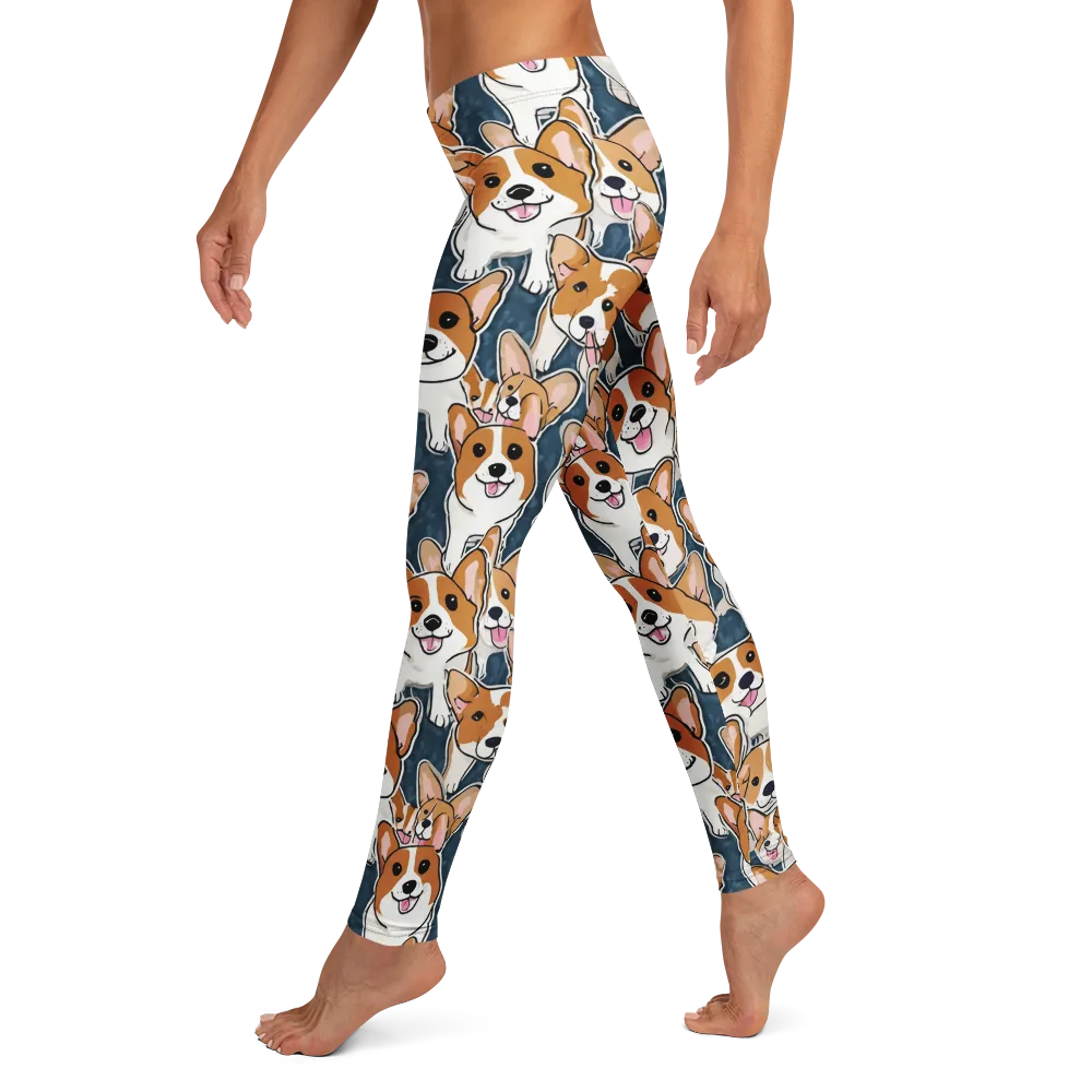 Corgi Commotion on Leggings — Left