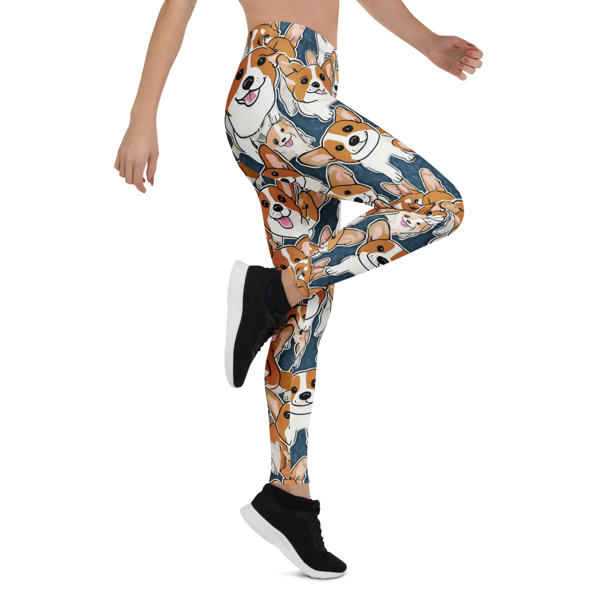 Corgi Commotion on Leggings — Right
