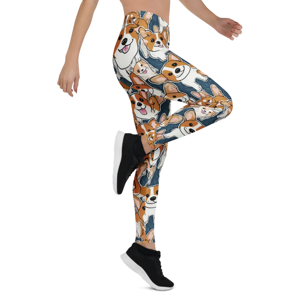 Corgi Commotion on Leggings — Right