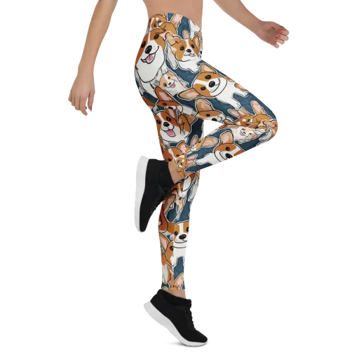 Corgi Commotion on a Leggings