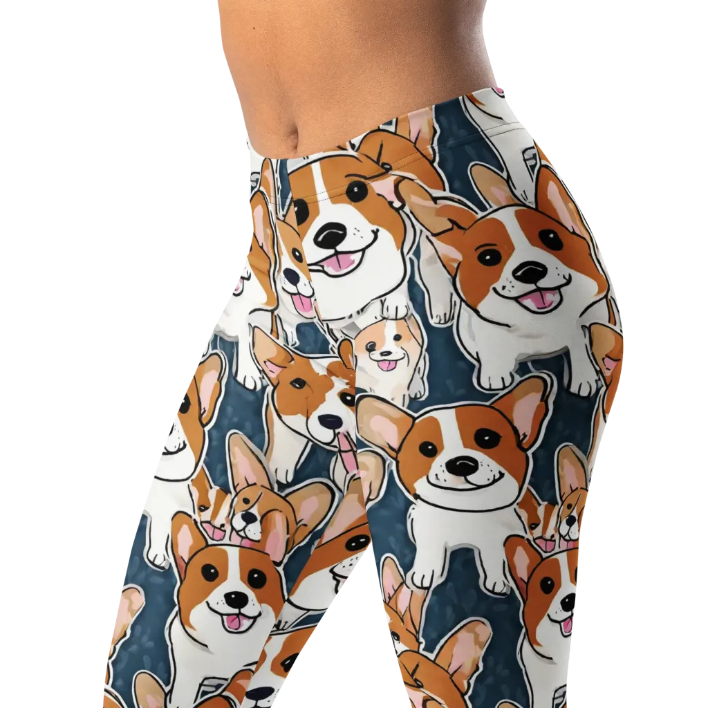 Corgi Commotion on Leggings — Left Front