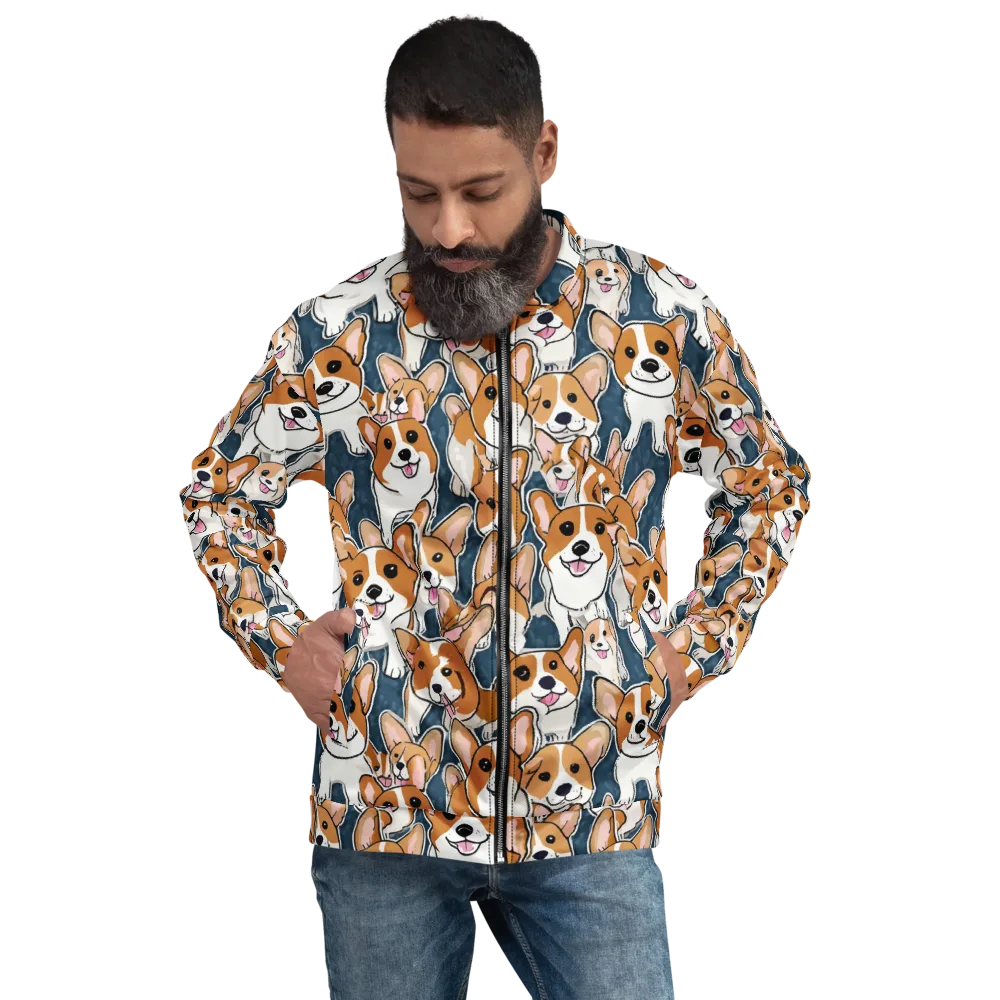 Corgi Commotion on Bomber Jacket — Front