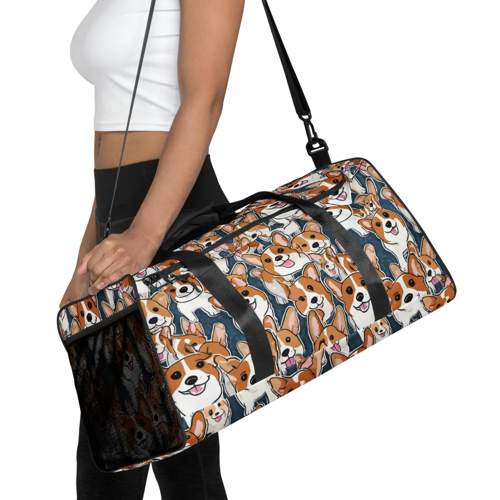 Corgi Commotion on Duffle Bag — Front