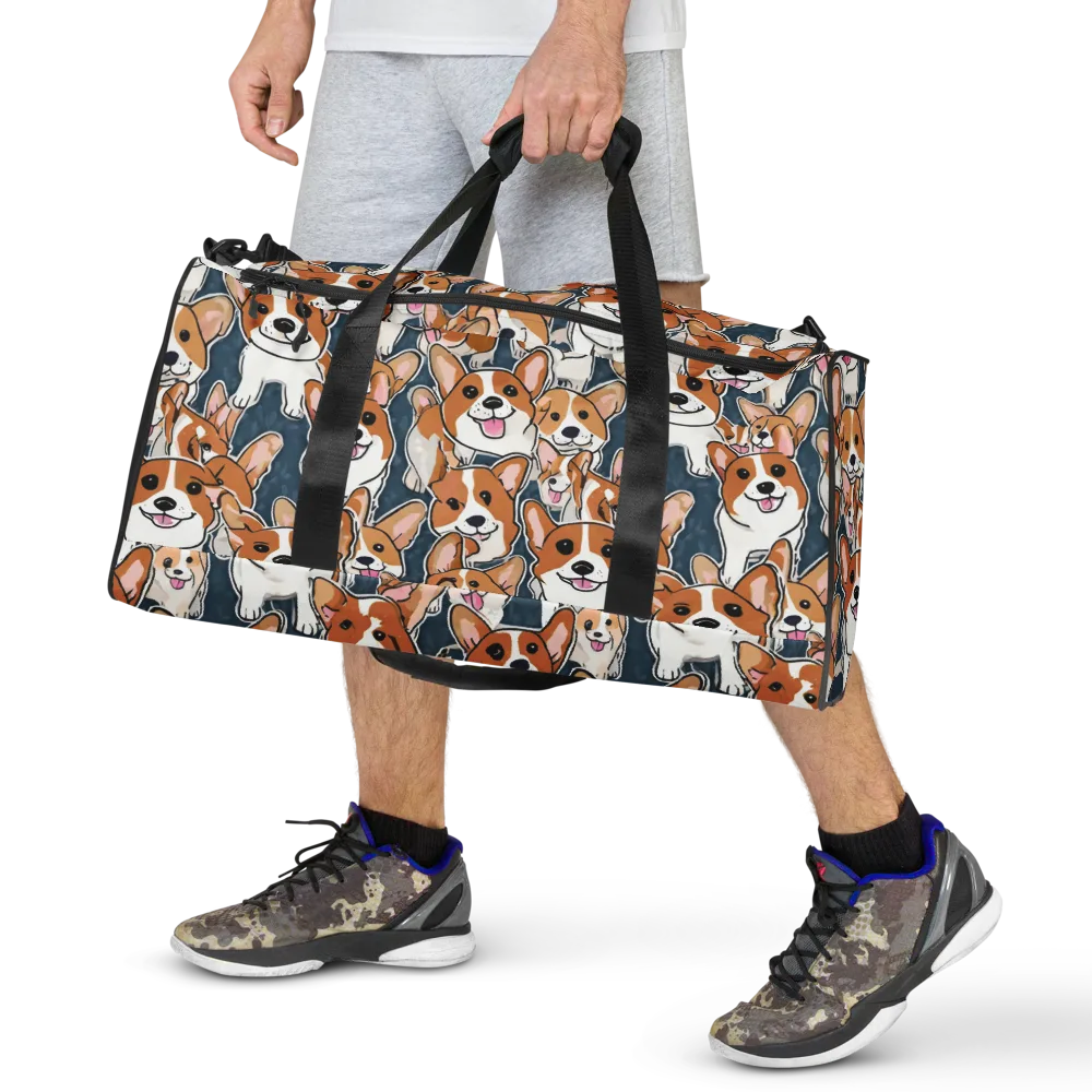 Corgi Commotion on Duffle Bag — Front