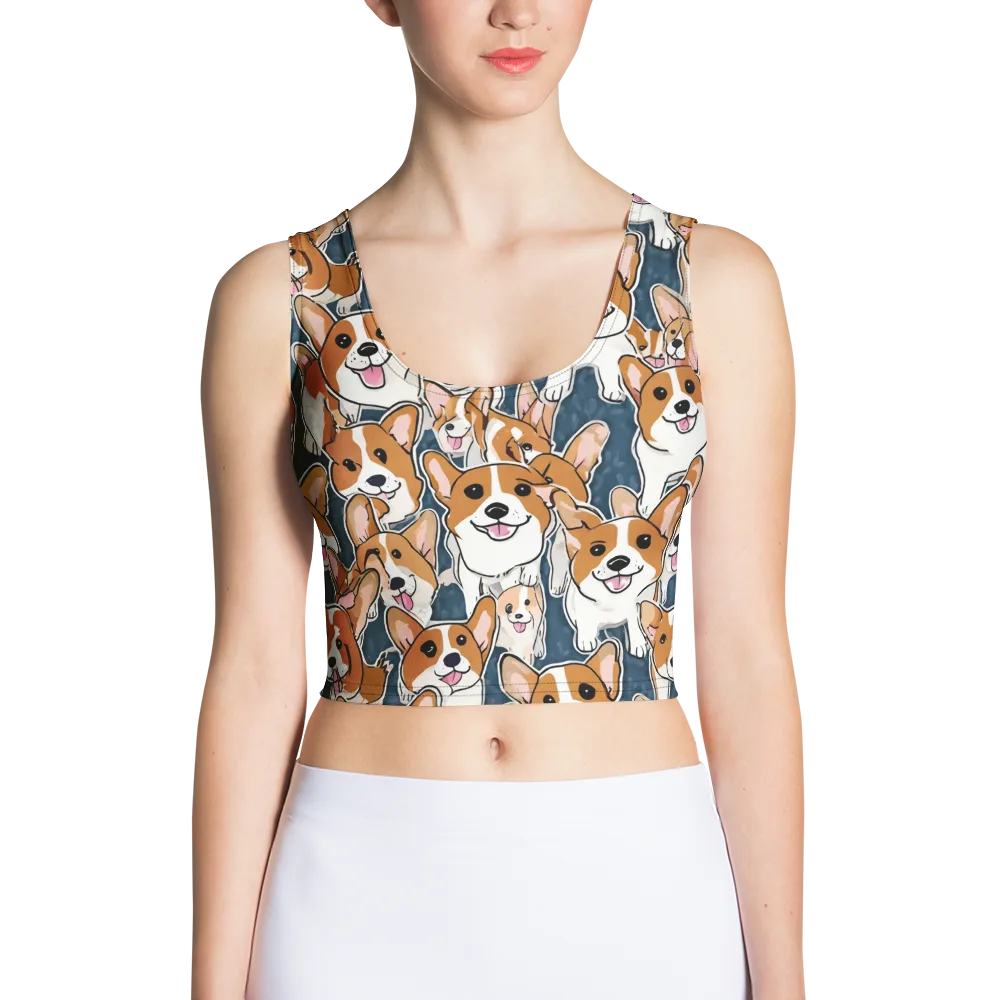 Corgi Commotion on Crop Top — Front