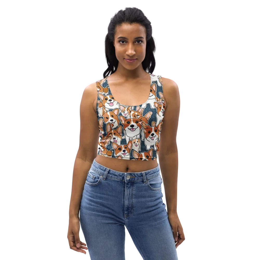 Corgi Commotion on Crop Top — Front