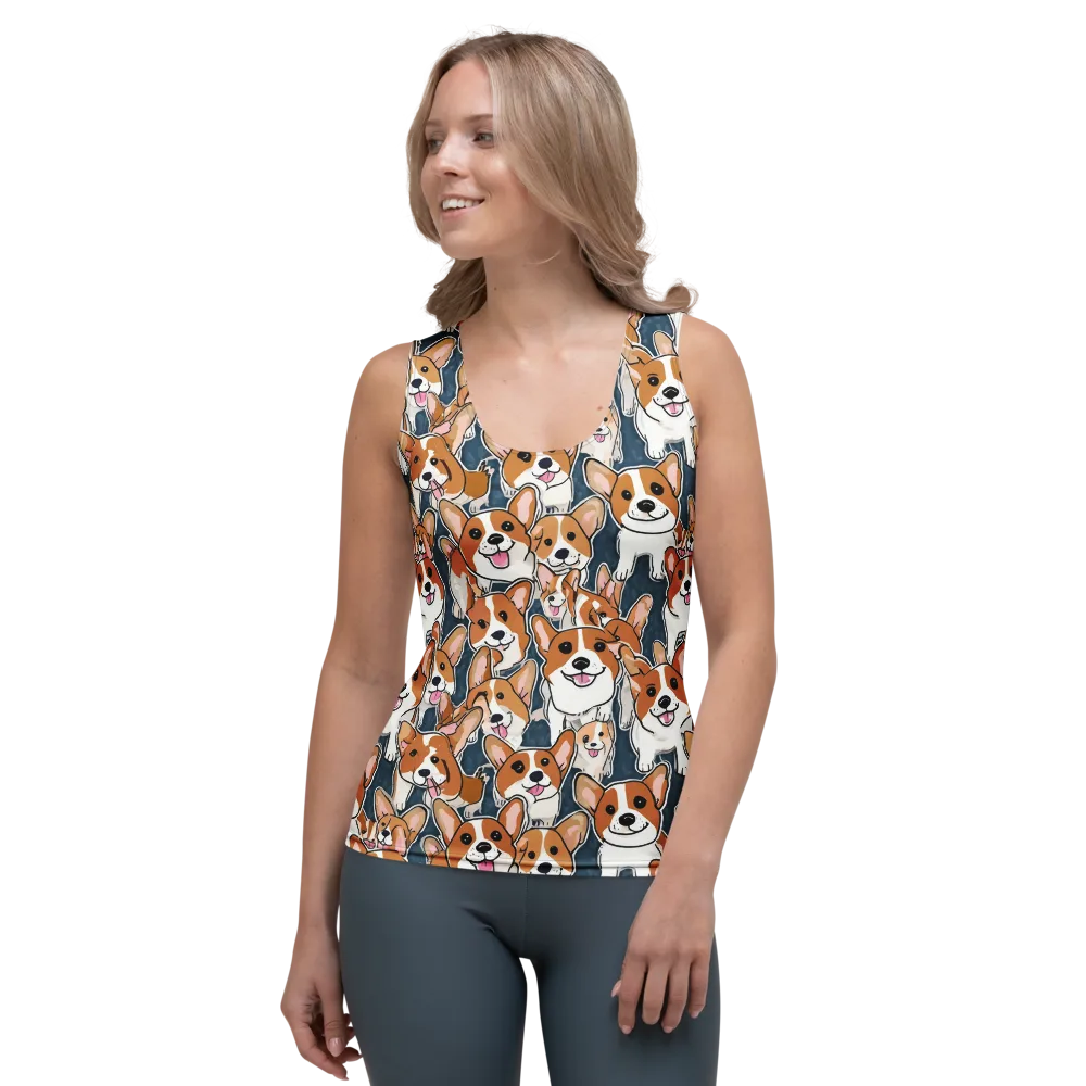 Corgi Commotion on Women's Tank Top — Front