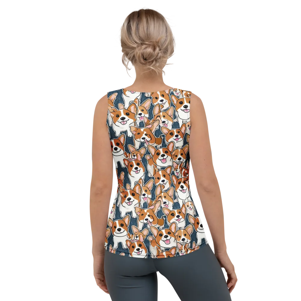 Corgi Commotion on Women's Tank Top — Back
