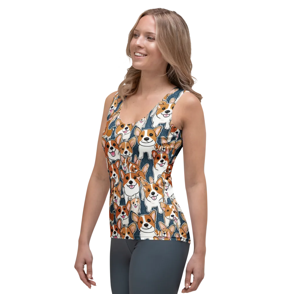 Corgi Commotion on Women's Tank Top — Left Front
