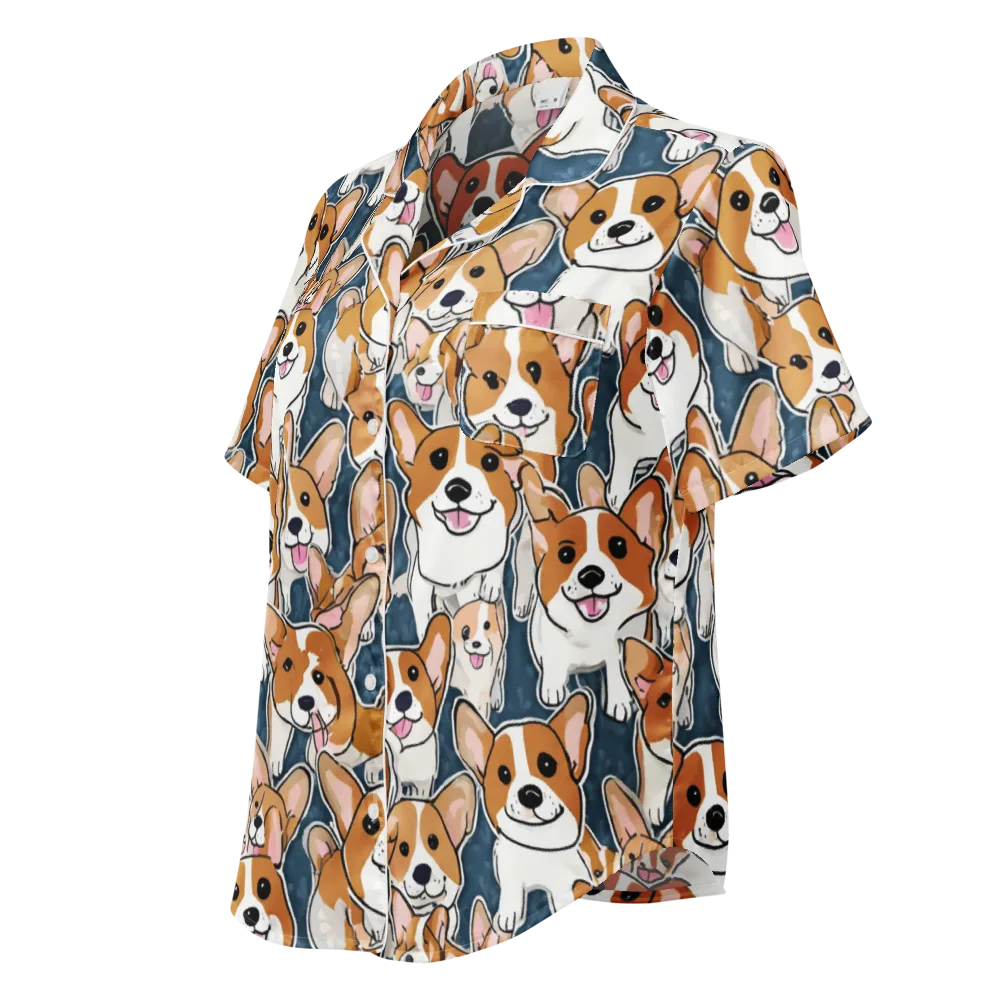 Corgi Commotion on Women's Short Sleeve Pajama Top — Left Front