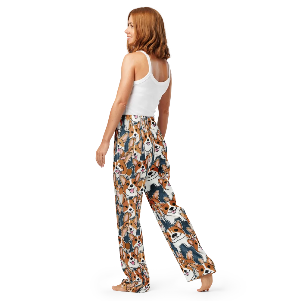 Corgi Commotion on Women's Pajama Pants — Back
