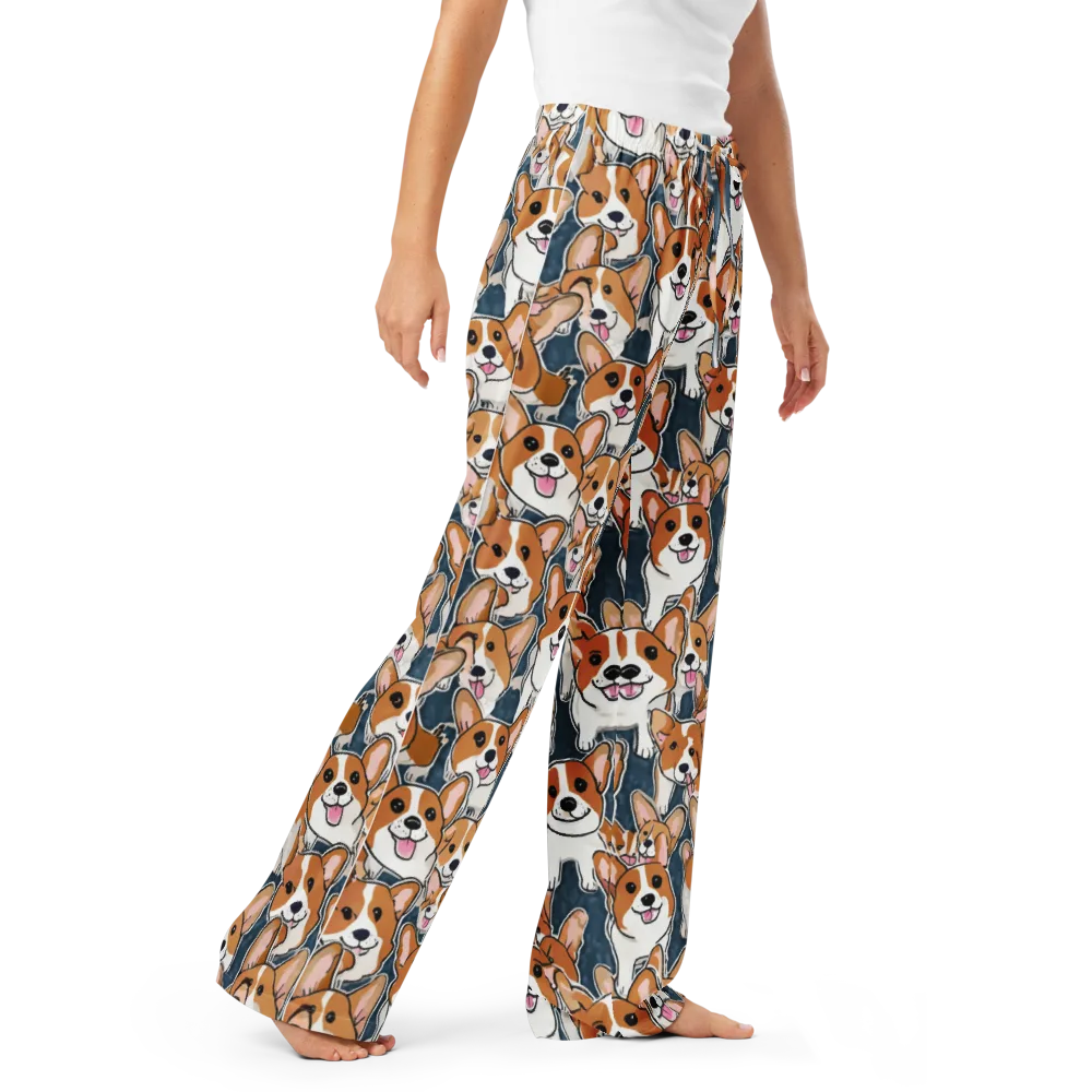 Corgi Commotion on Women's Pajama Pants — Right Front