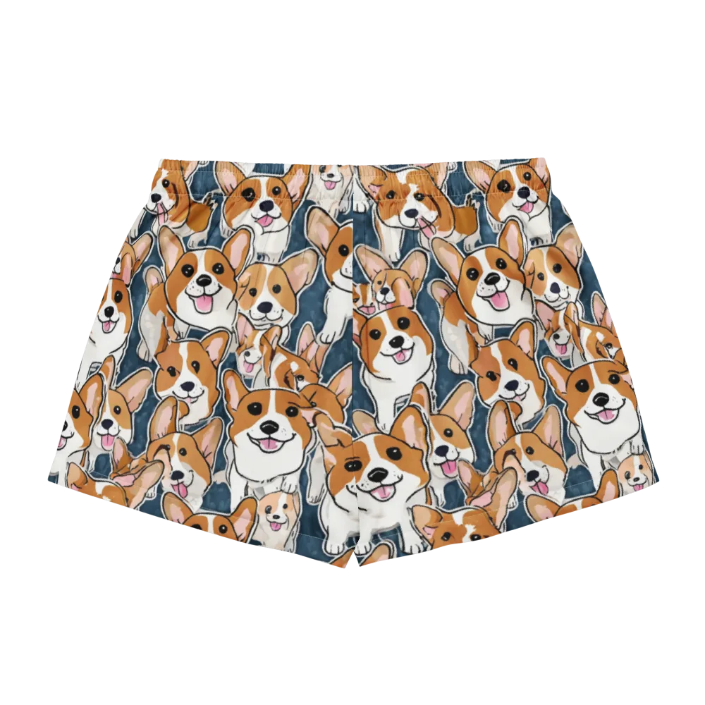 Corgi Commotion on Women's Pajama Shorts — Back