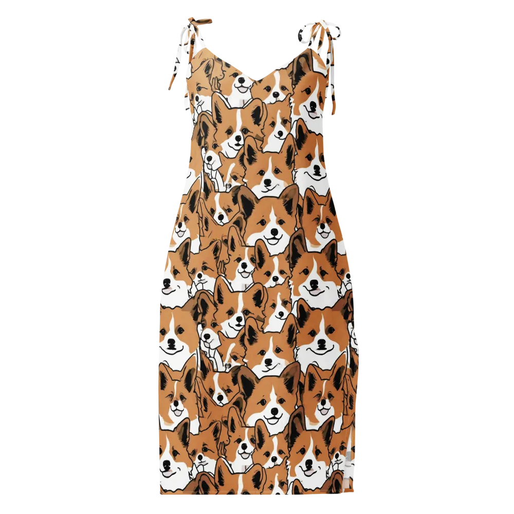 Corgi Crowd on Slip Dress — Front