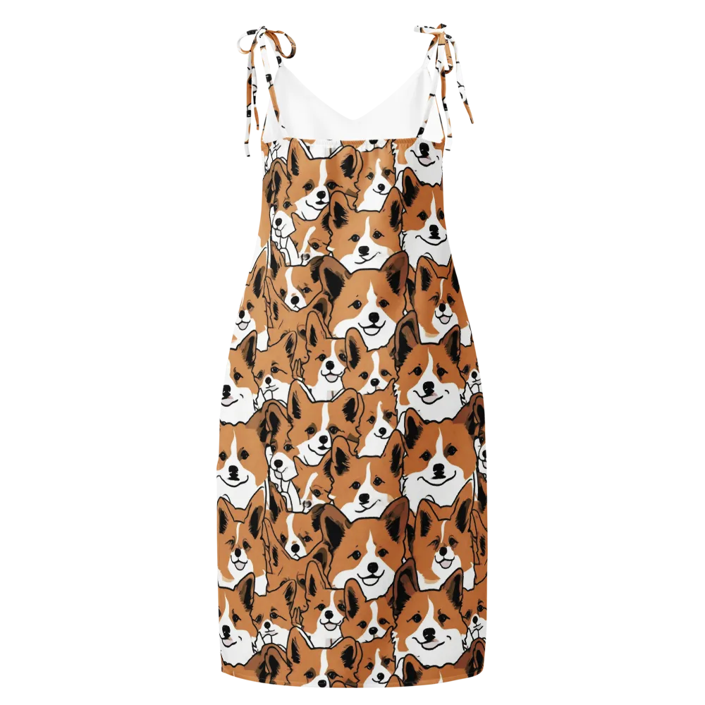 Corgi Crowd on Slip Dress — Back