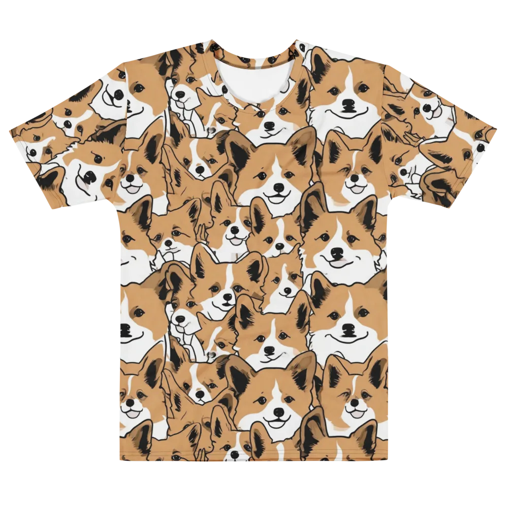 Corgi Crowd on Men's Cotton Crew Neck T-Shirt — Front