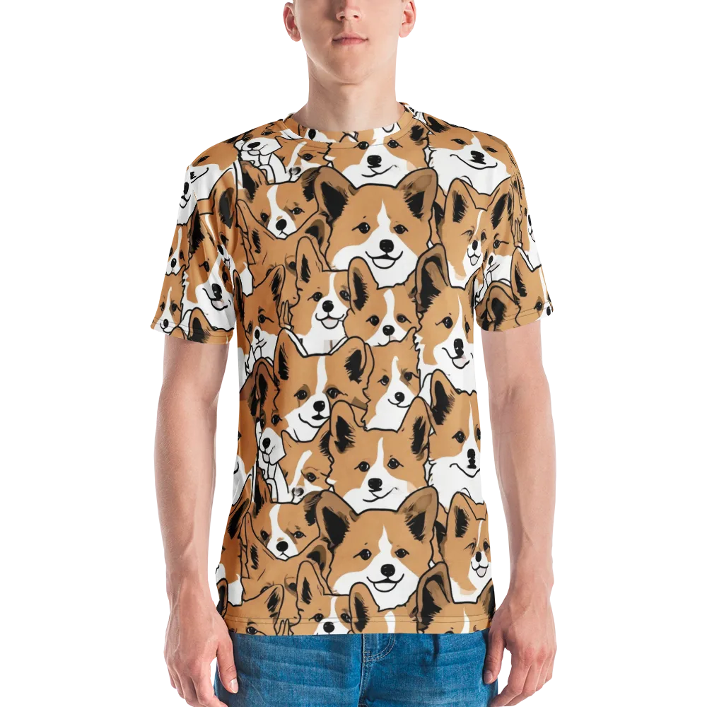 Corgi Crowd on Men's Crew Neck T-Shirt — Front