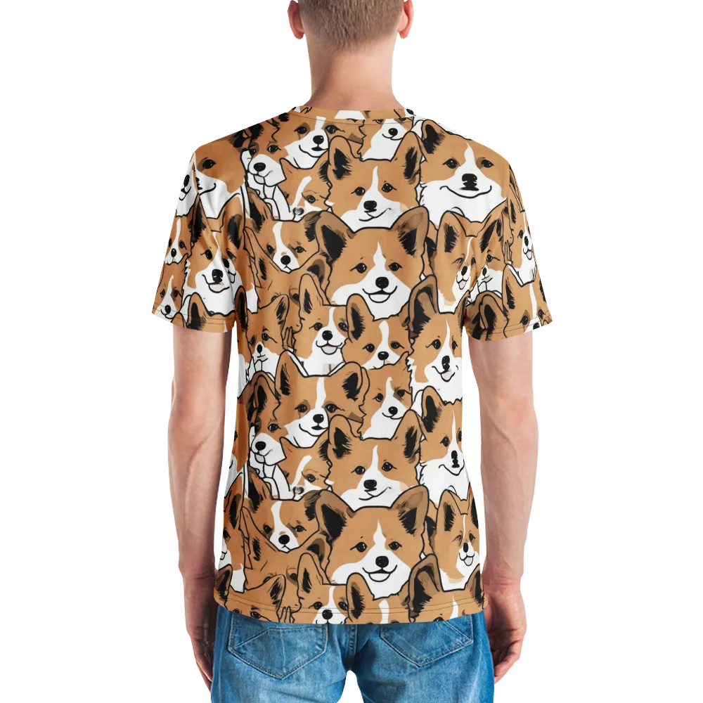 Corgi Crowd on Men's Crew Neck T-Shirt — Back