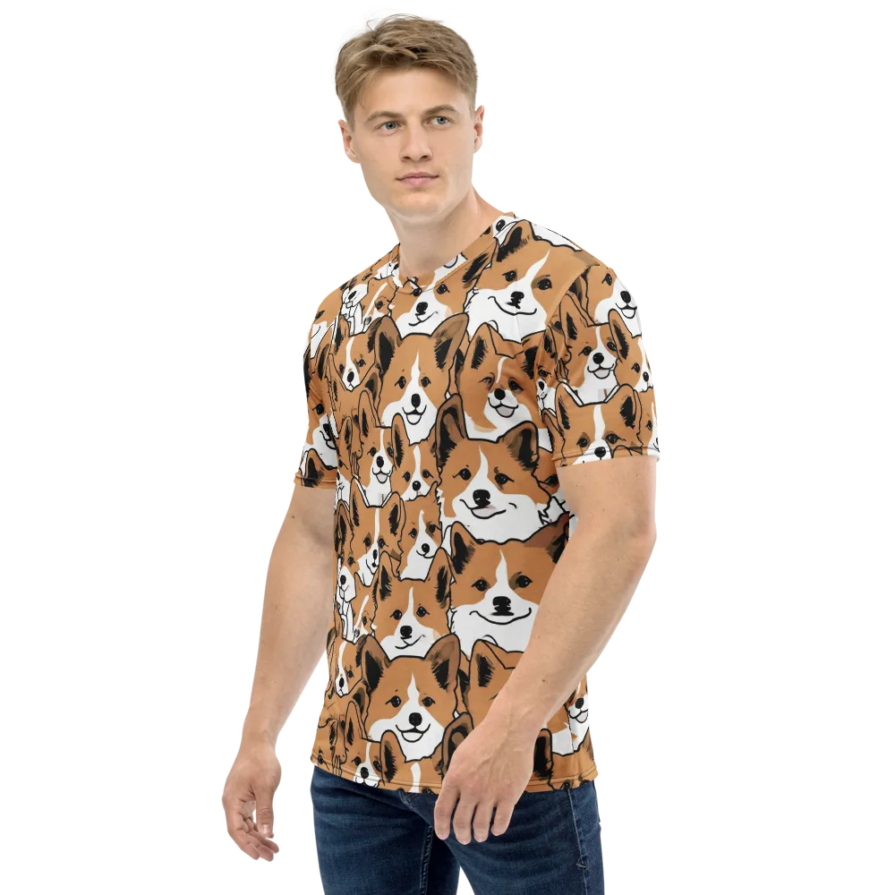 Corgi Crowd on Men's Crew Neck T-Shirt — Left