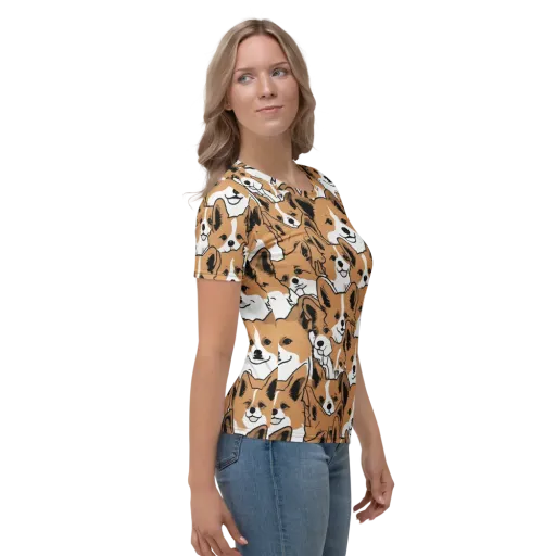 Corgi Crowd on a Women's Crew Neck T-Shirt