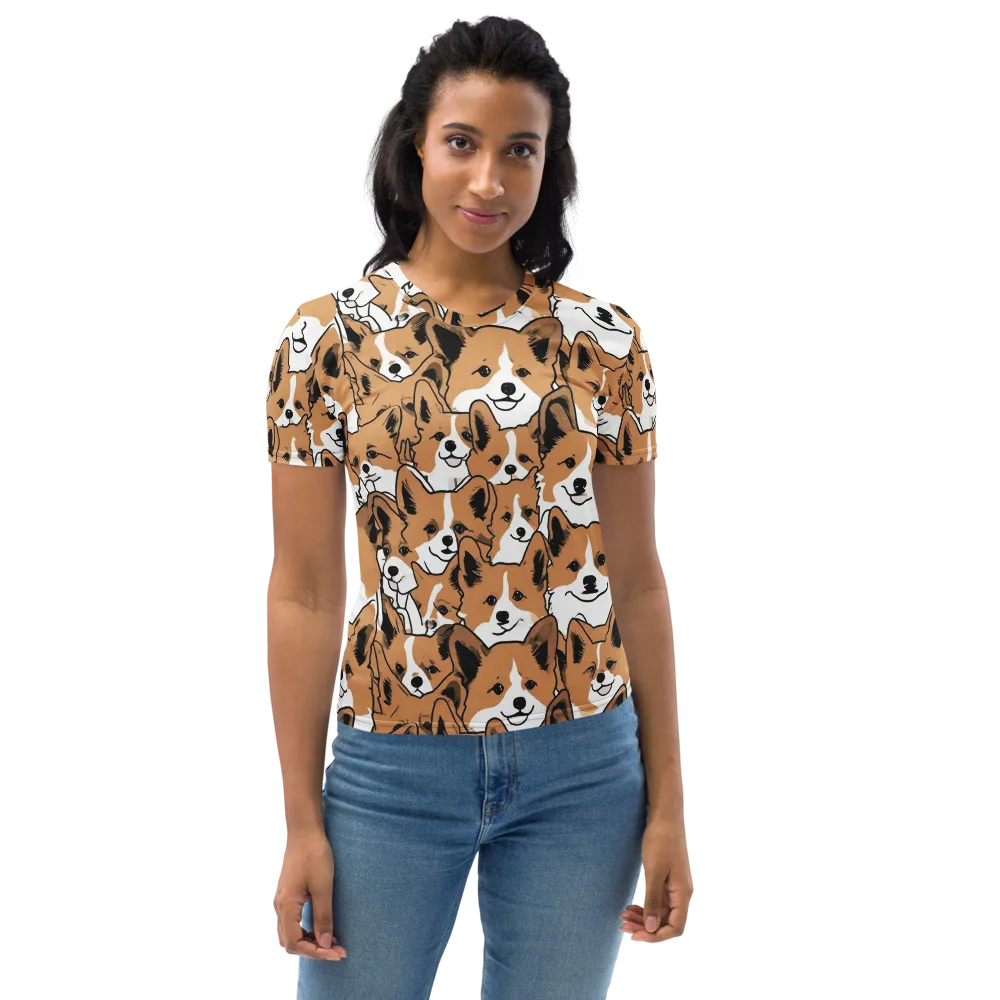 Corgi Crowd on Women's Crew Neck T-Shirt — Front
