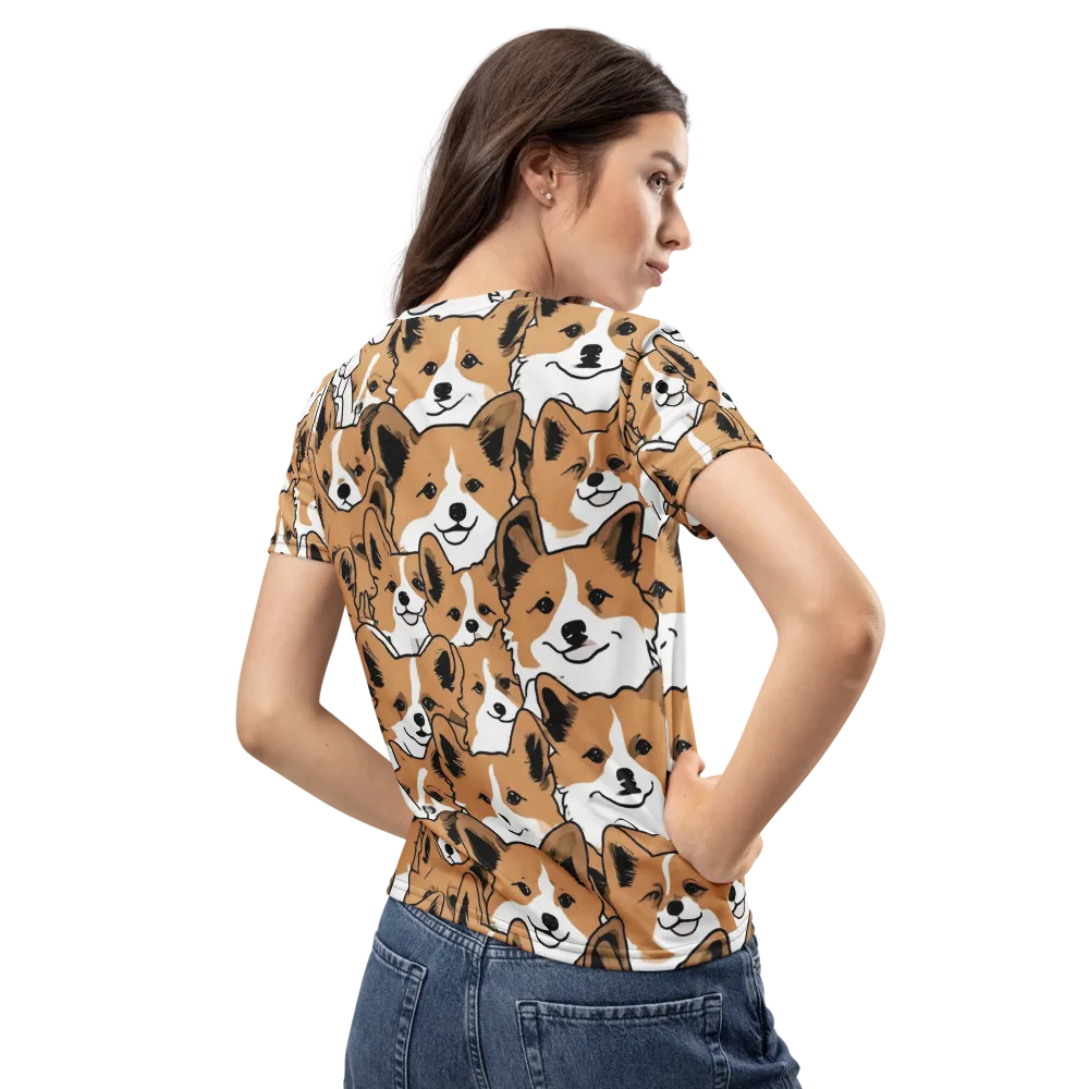Corgi Crowd on Women's Crew Neck T-Shirt — Back
