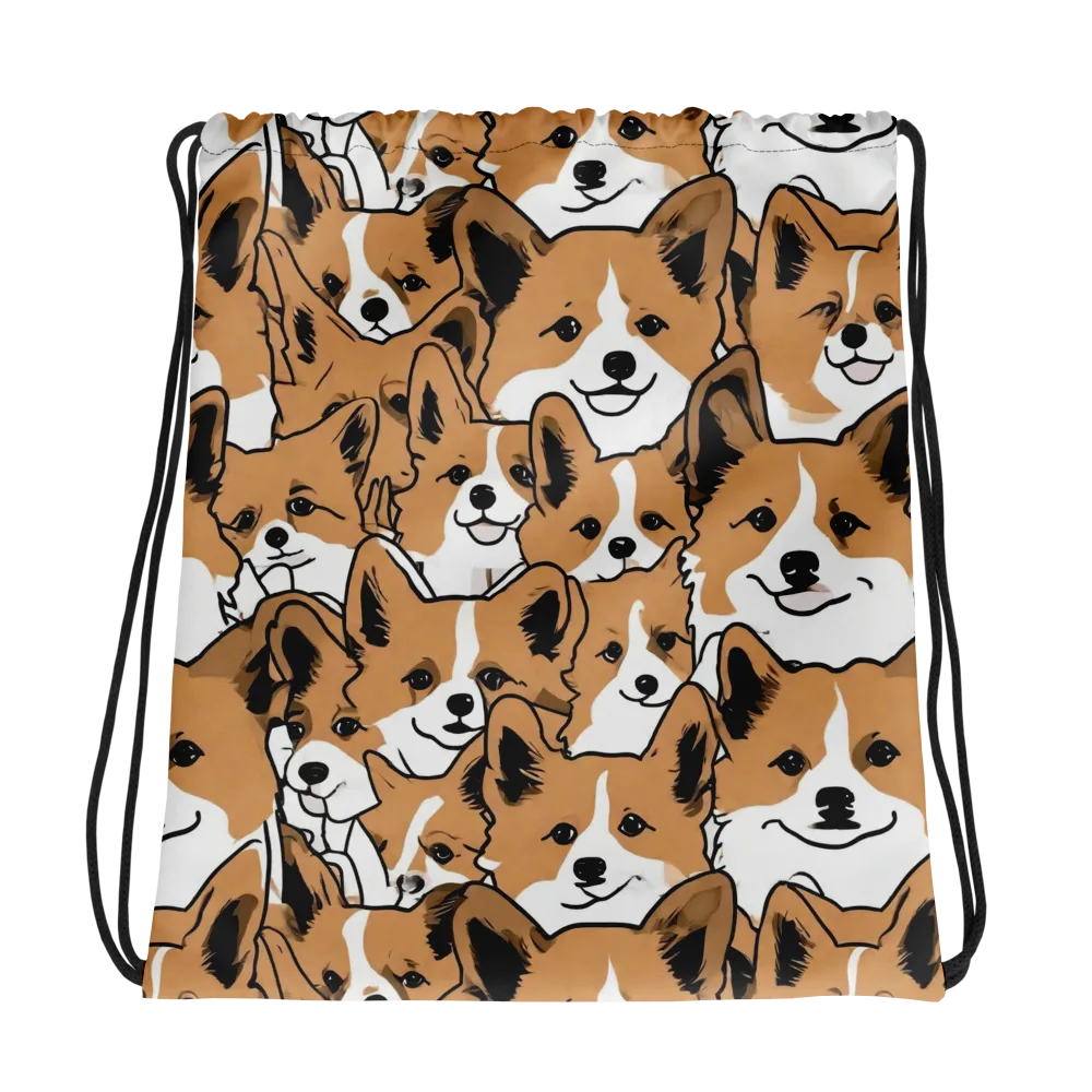 Corgi Crowd on Drawstring Bag — Photo