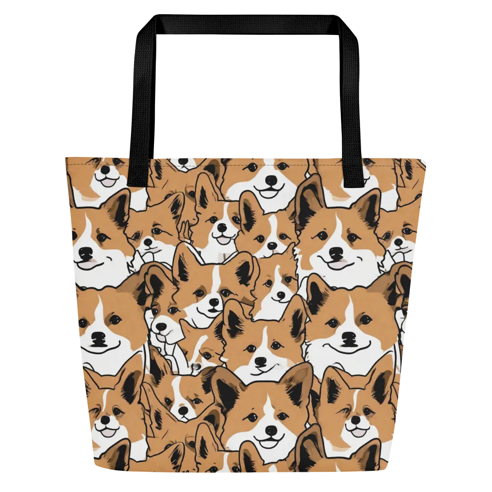 Corgi Crowd on Large Tote Bag W/ Pocket — Front