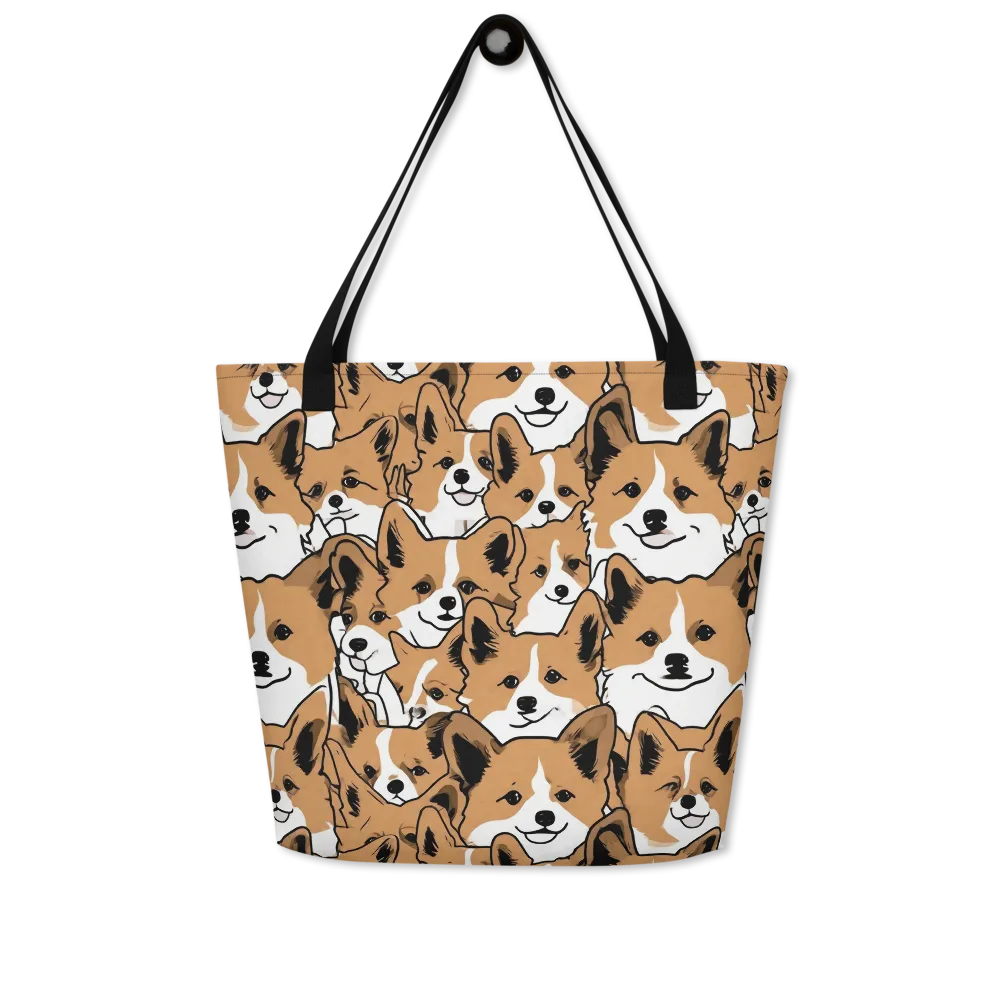 Corgi Crowd on Large Tote Bag W/ Pocket — Front