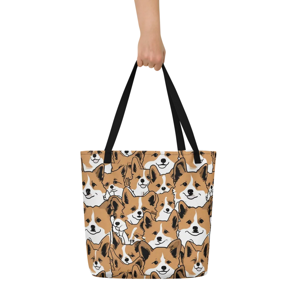 Corgi Crowd on Large Tote Bag W/ Pocket — Front