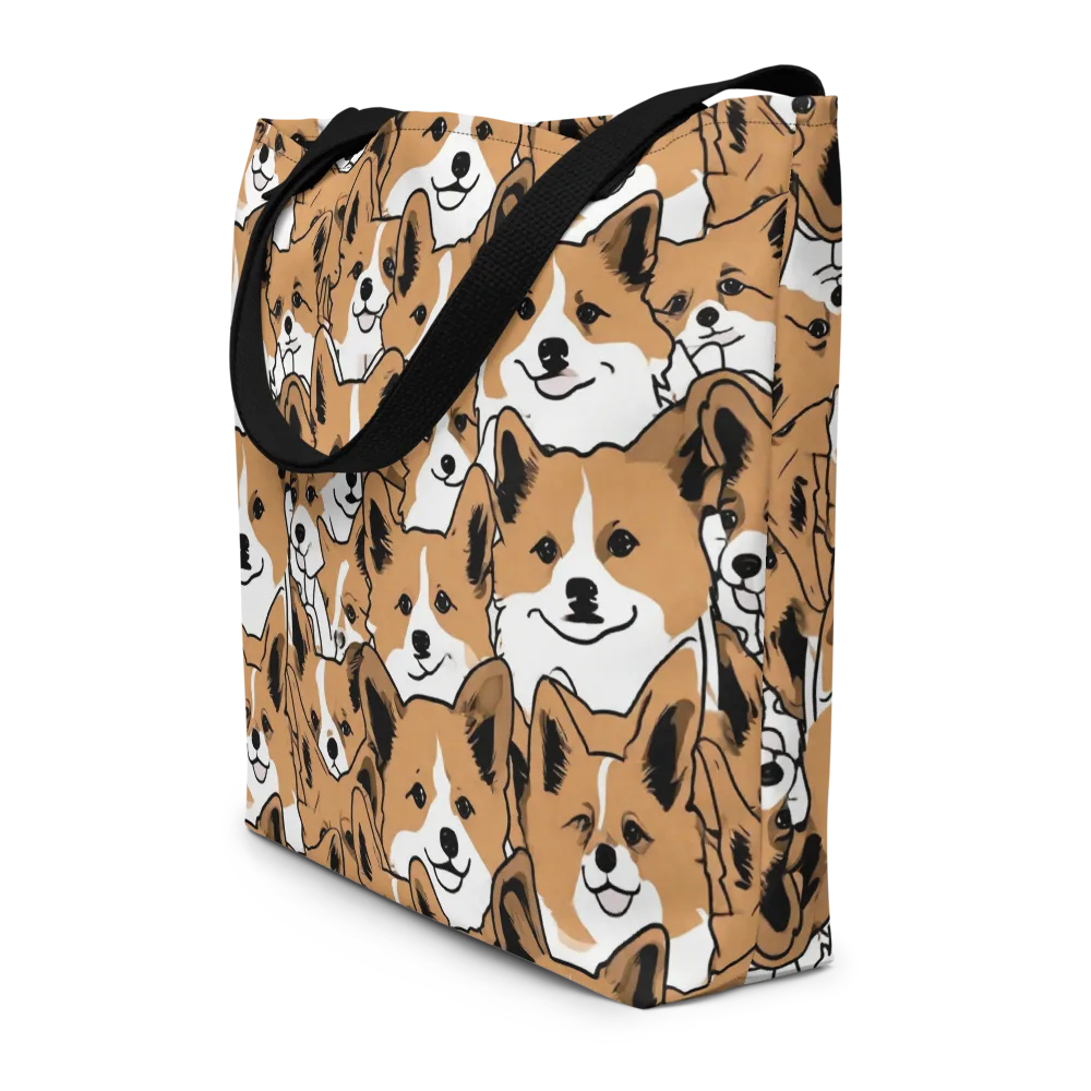 Corgi Crowd on Large Tote Bag W/ Pocket — Front