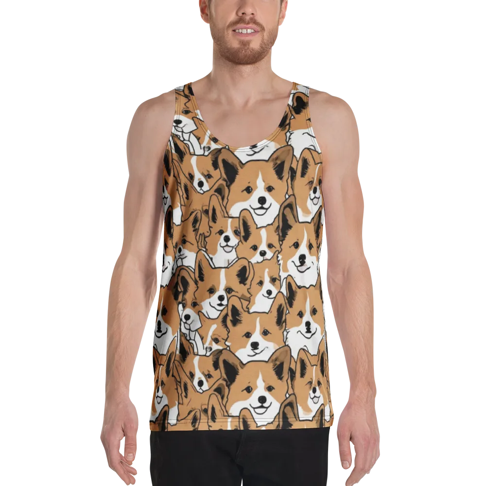 Corgi Crowd on Men's Tank Top — Front