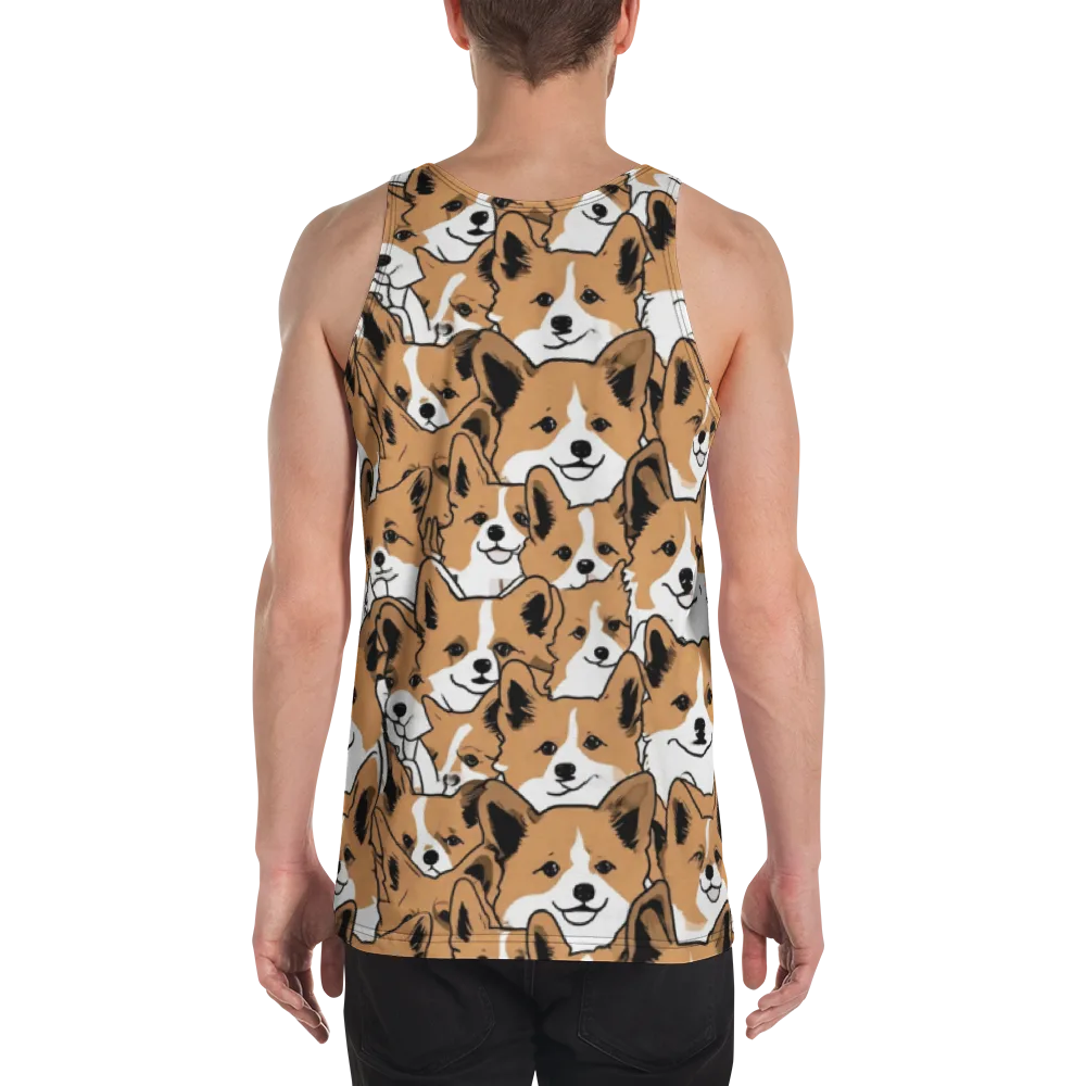 Corgi Crowd on Men's Tank Top — Back