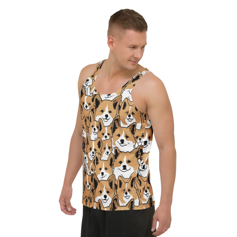 Corgi Crowd on Men's Tank Top — Left Front