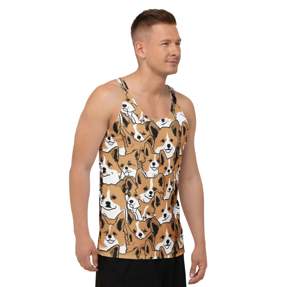 Corgi Crowd on Men's Tank Top — Right Front