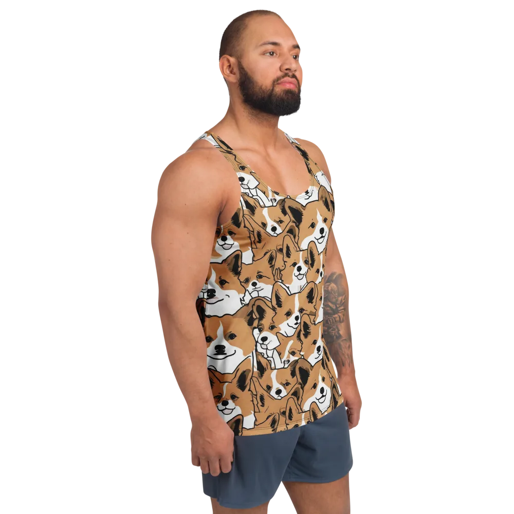 Corgi Crowd on Men's Tank Top — Right Front