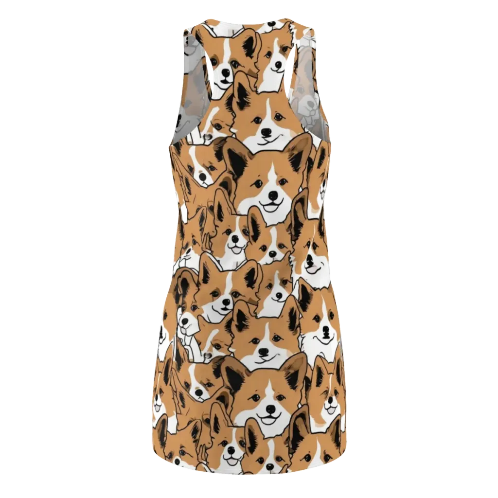 Corgi Crowd on Racerback Dress — Back