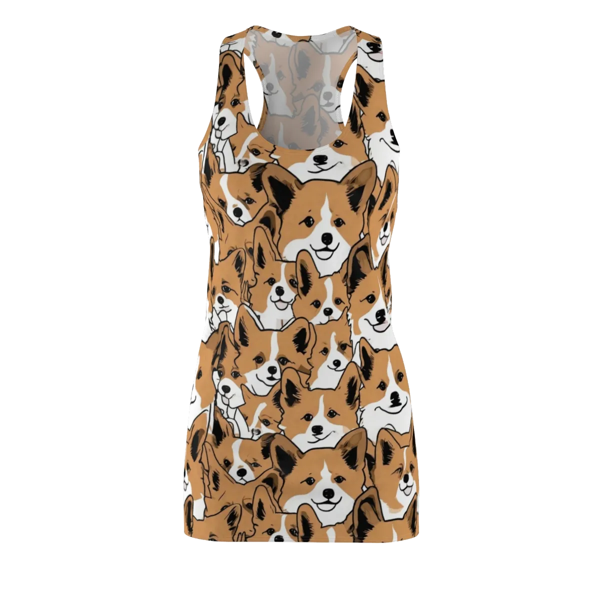Corgi Crowd on Racerback Dress — Front