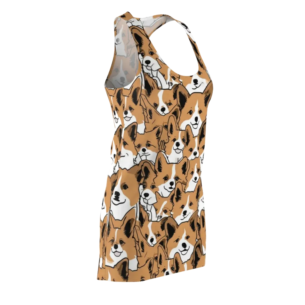 Corgi Crowd on Racerback Dress — Front Side