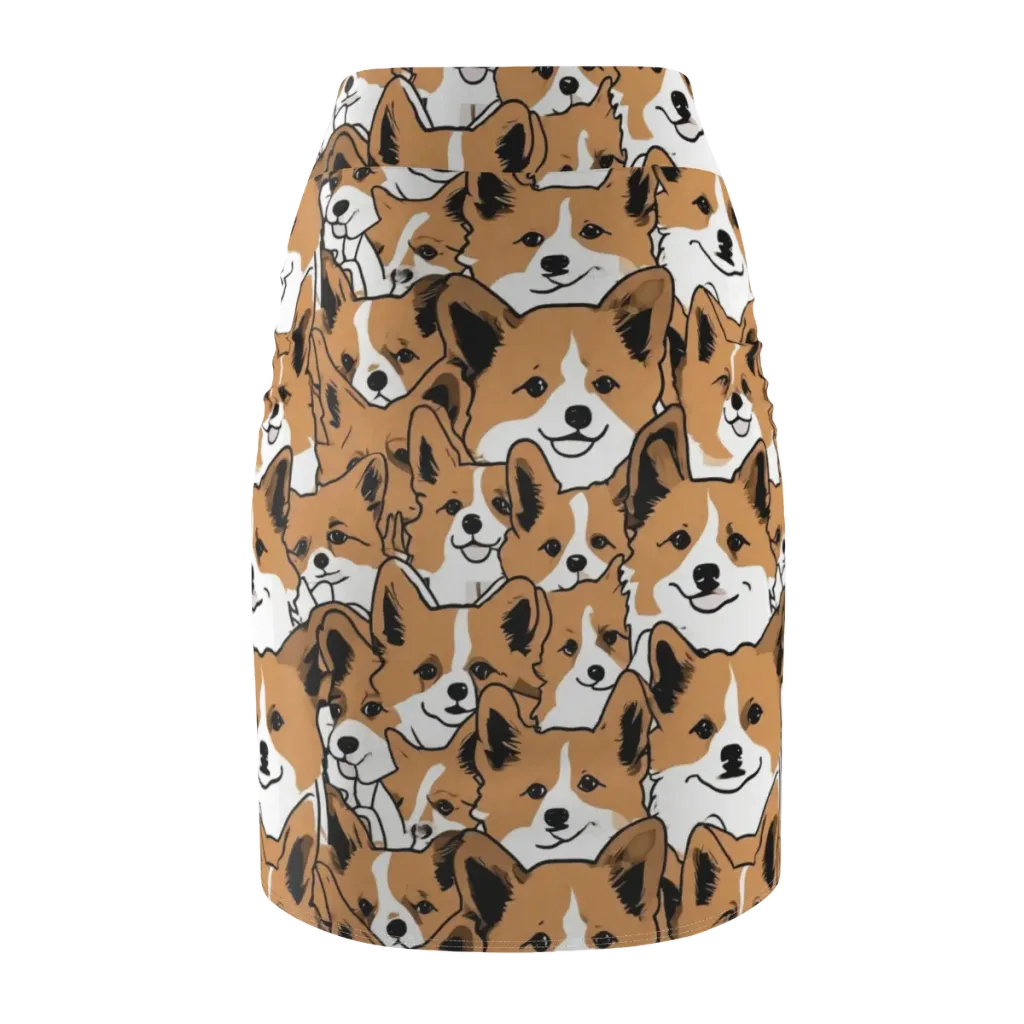 Corgi Crowd on Pencil Skirt — Back