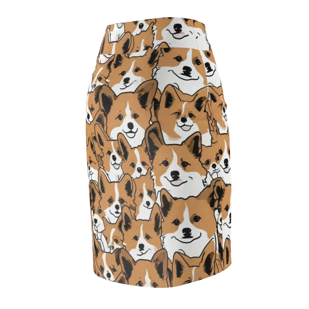 Corgi Crowd on Pencil Skirt — Back Side