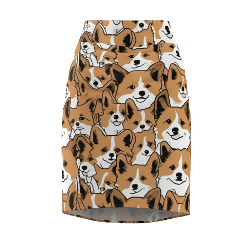 Corgi Crowd on a Pencil Skirt