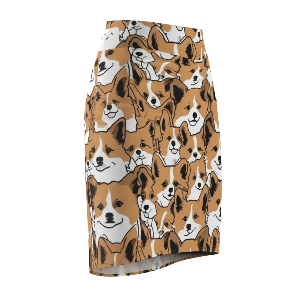 Corgi Crowd on Pencil Skirt — Front Side