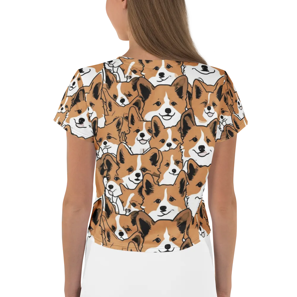 Corgi Crowd on Crop Tee — Back