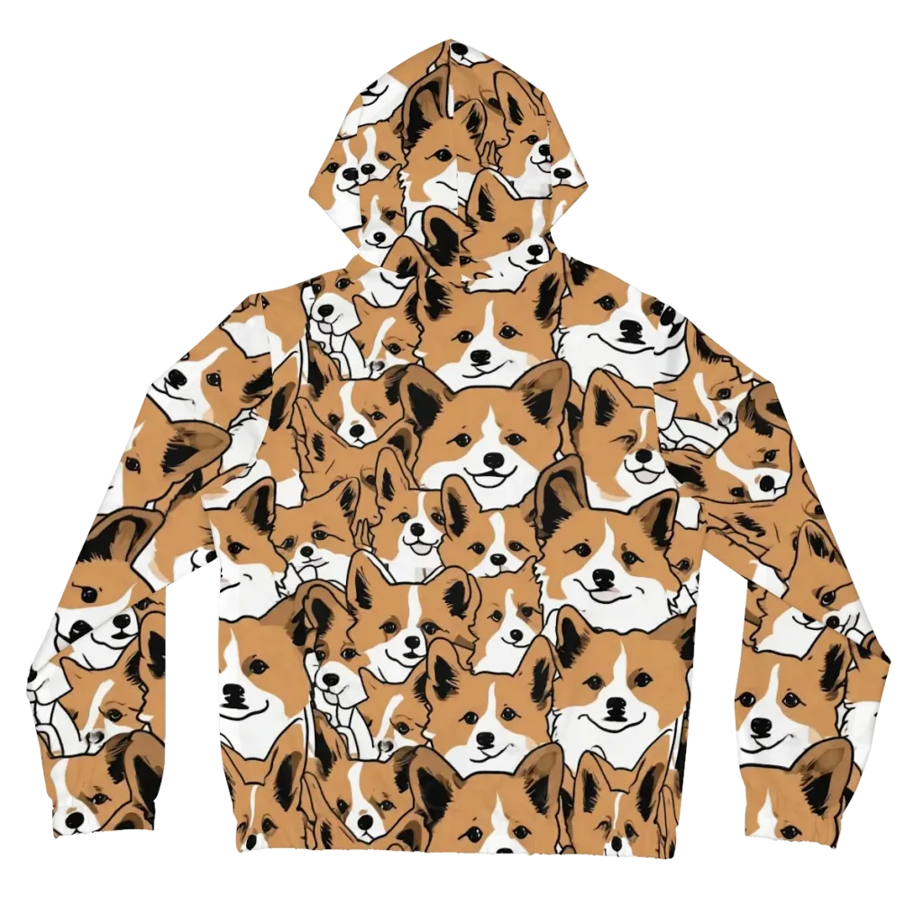 Corgi Crowd on Women's Full-Zip Hoodie — Back