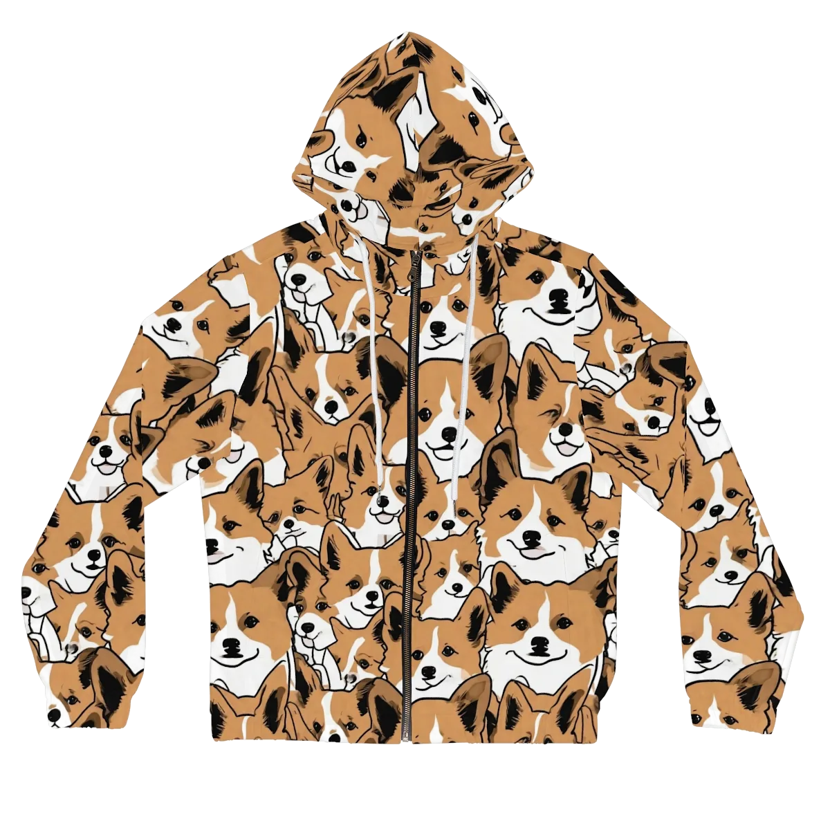 Corgi Crowd on Women's Full-Zip Hoodie — Front