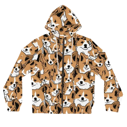 Corgi Crowd on a Women's Full-Zip Hoodie