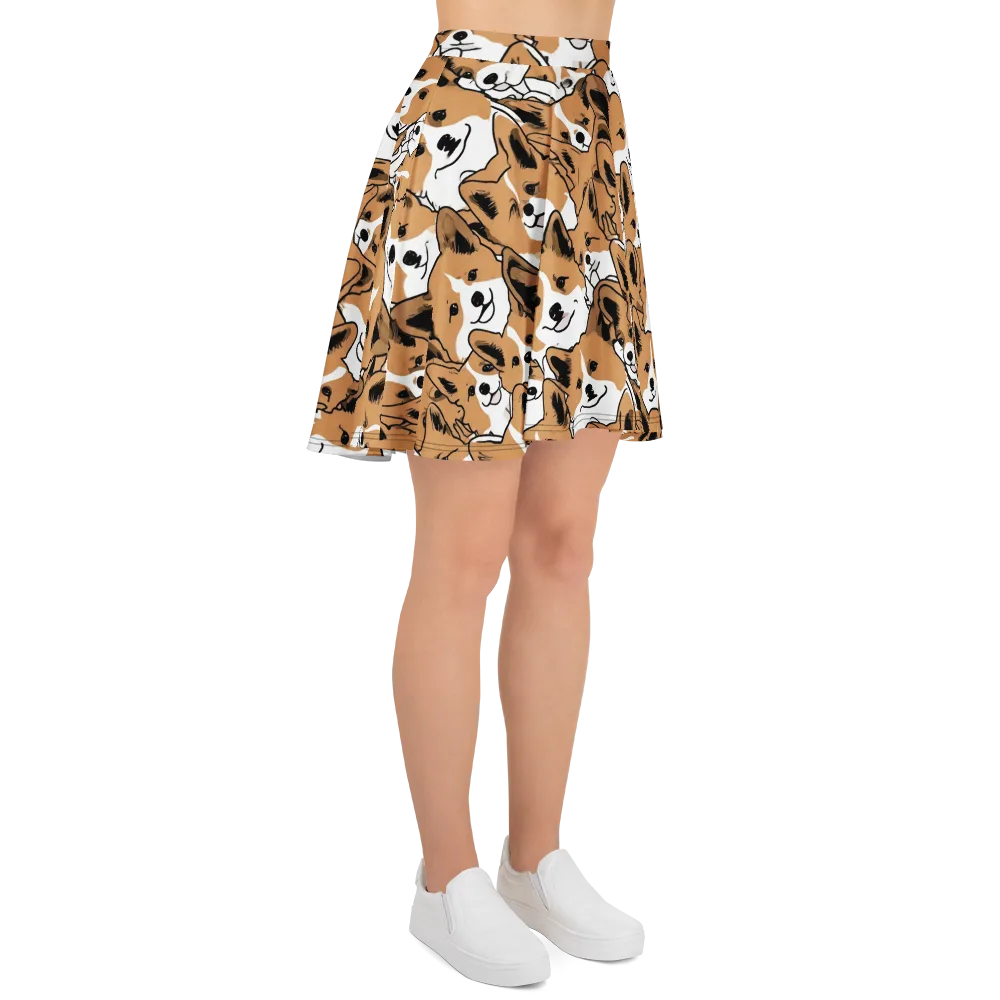 Corgi Crowd on Skater Skirt — Right