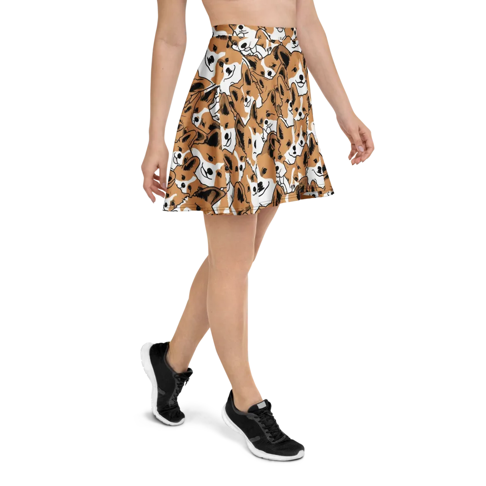 Corgi Crowd on Skater Skirt — Right